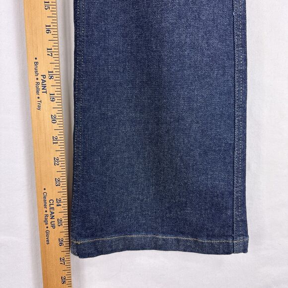 Spanx XL Cropped Kick Flare Jeans Raw Indigo Dark Blue Denim Pull On Stretch - Picture 10 of 11